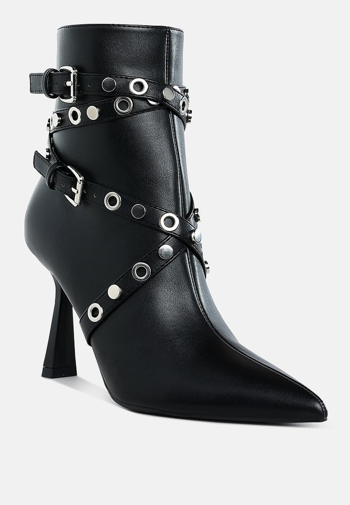 jaunts eyelets & studs harness ankle boots#color_black