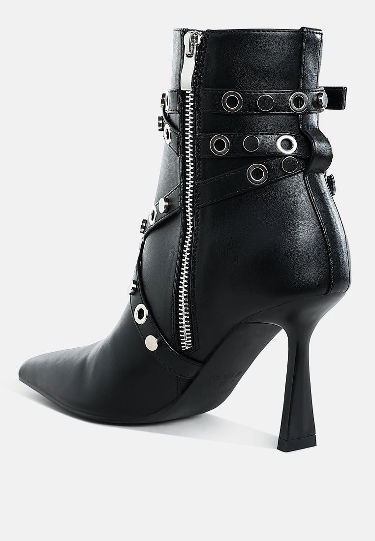 jaunts eyelets & studs harness ankle boots#color_black