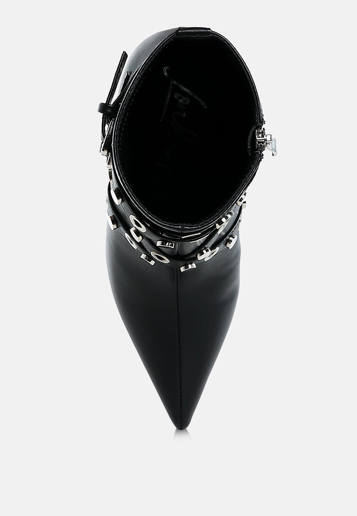 jaunts eyelets & studs harness ankle boots#color_black