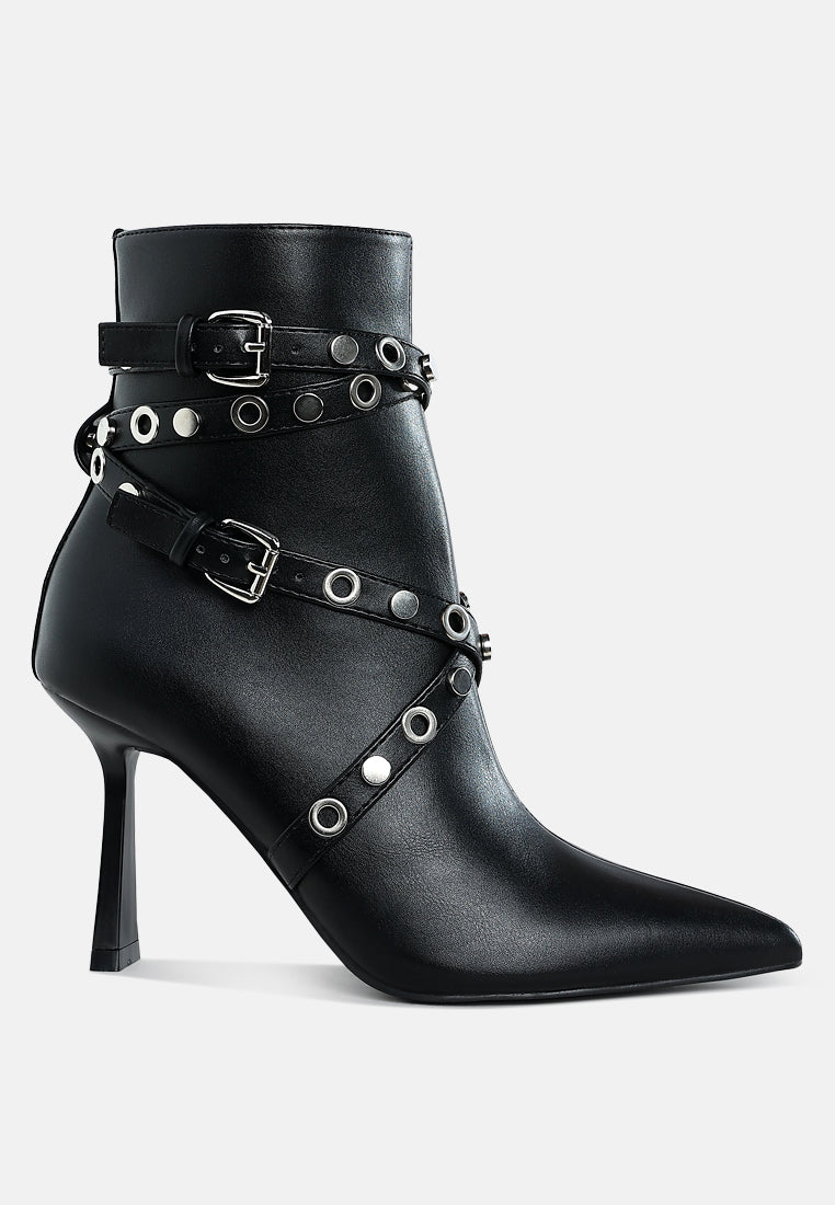 jaunts eyelets & studs harness ankle boots#color_black