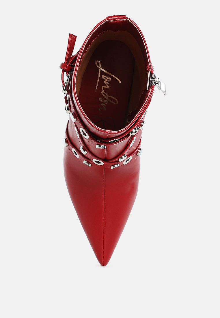 jaunts eyelets & studs harness ankle boots#color_red