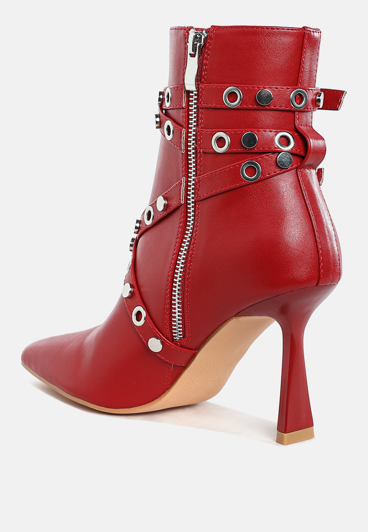 jaunts eyelets & studs harness ankle boots#color_red