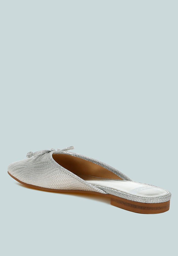 party bow slip-on mules by ruw#color_silver