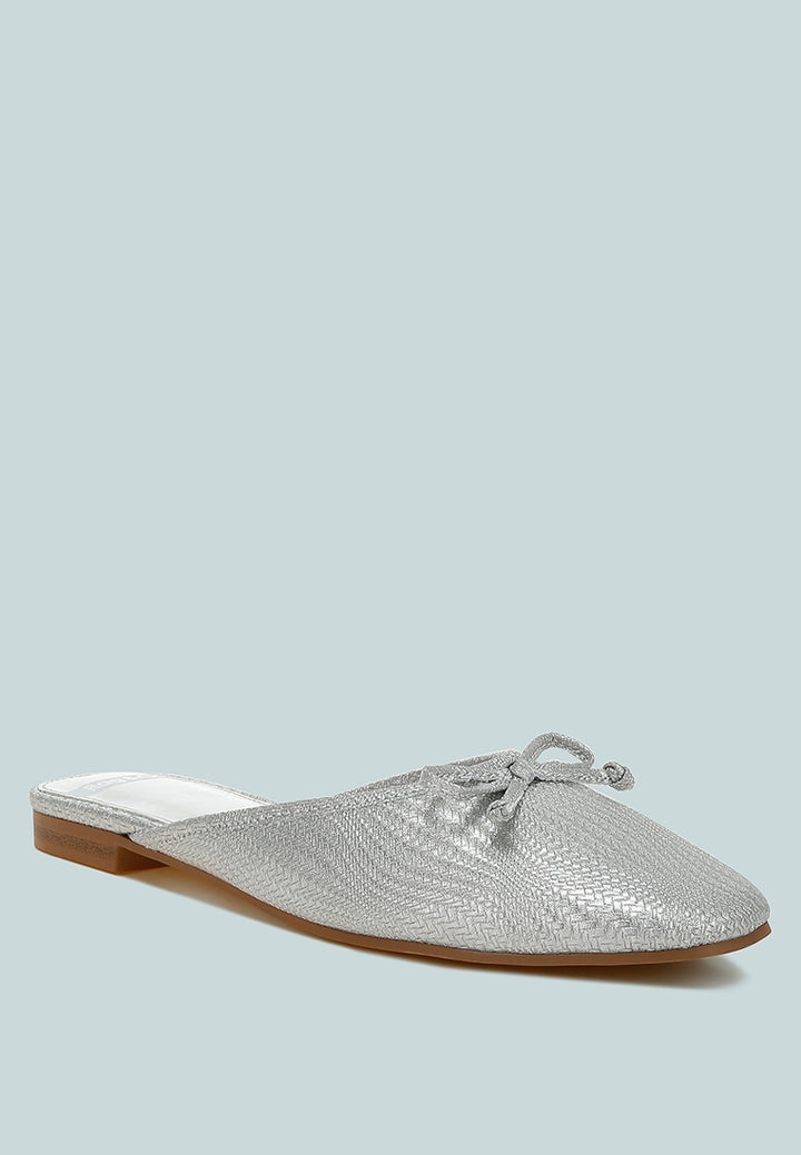 party bow slip-on mules by ruw#color_silver