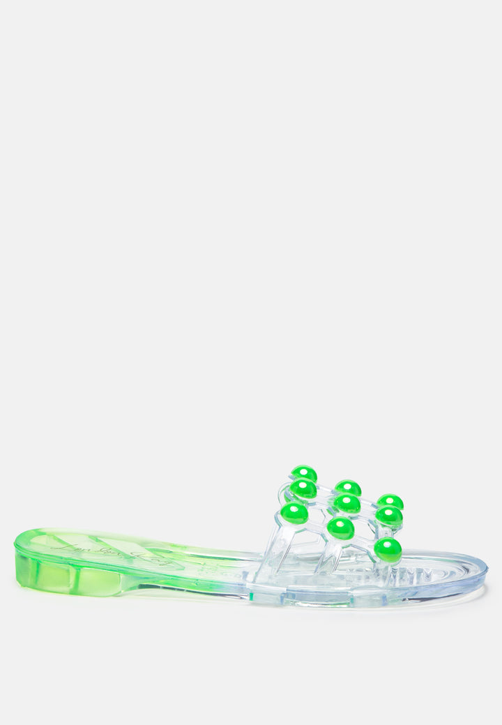 jelly gems slip-on flats#color_green