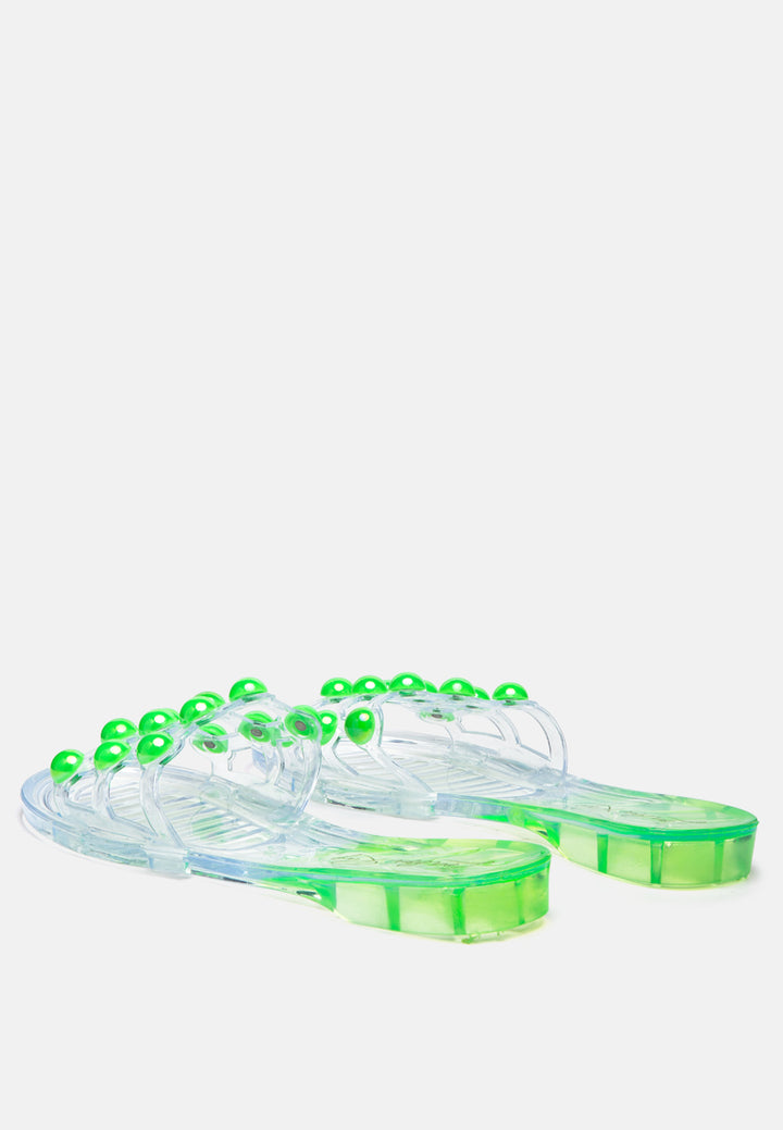 jelly gems slip-on flats#color_green