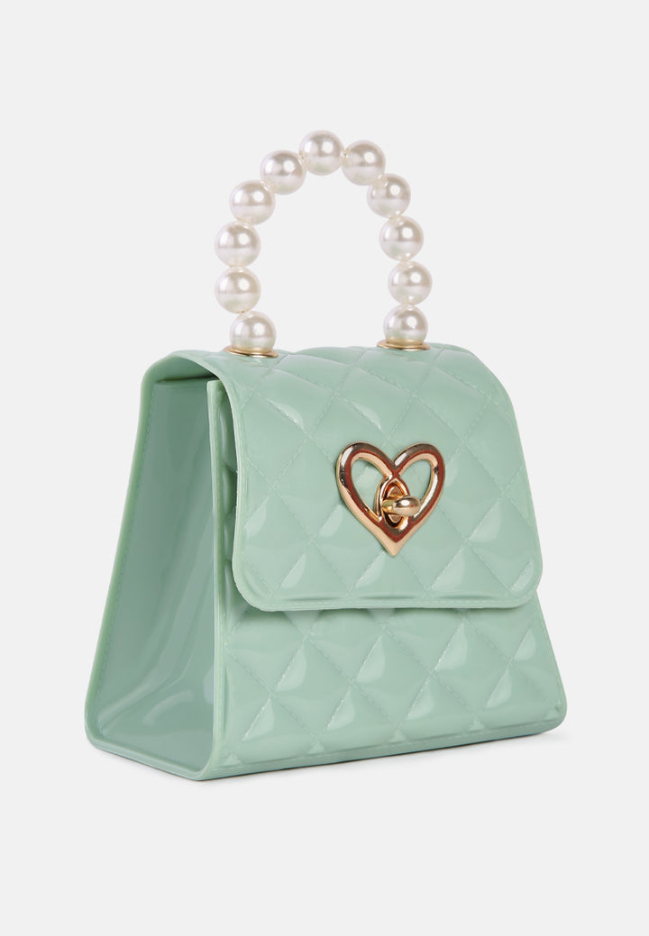 jelly quilted pearl sling bag#color_mint