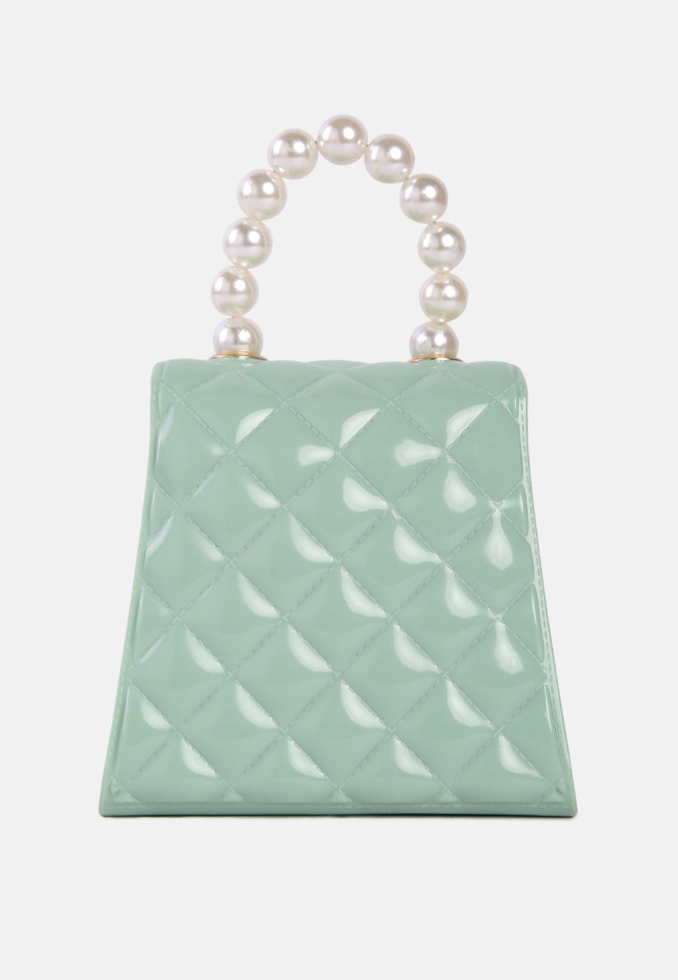 jelly quilted pearl sling bag#color_mint