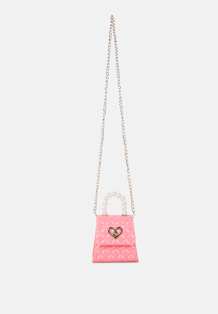 jelly quilted pearl sling bag#color_pink