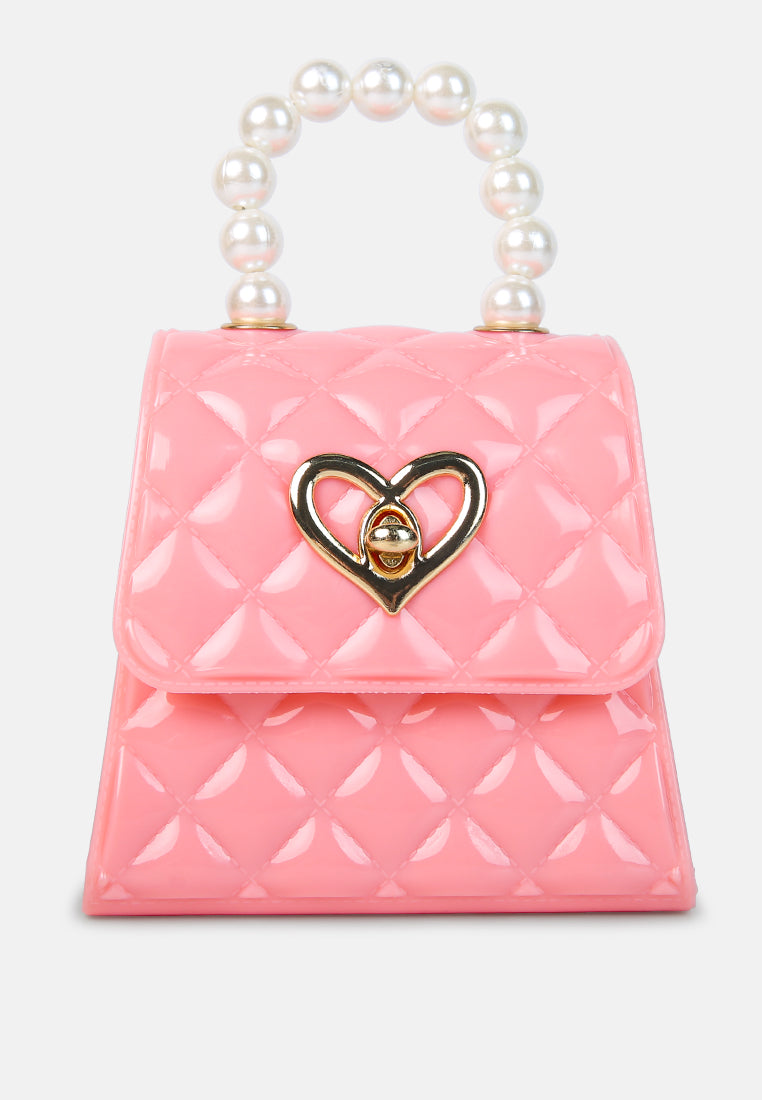 jelly quilted pearl sling bag#color_pink