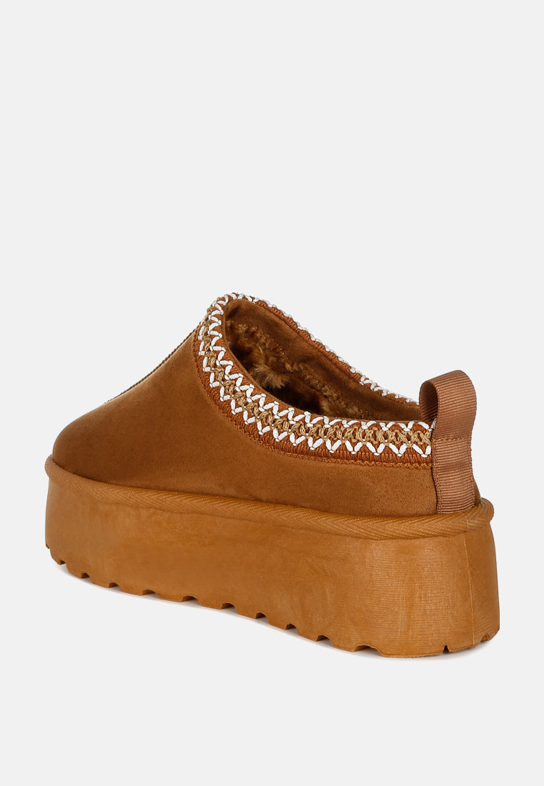 embroidered platform faux fur classic slip-on
 by rag#color_tan