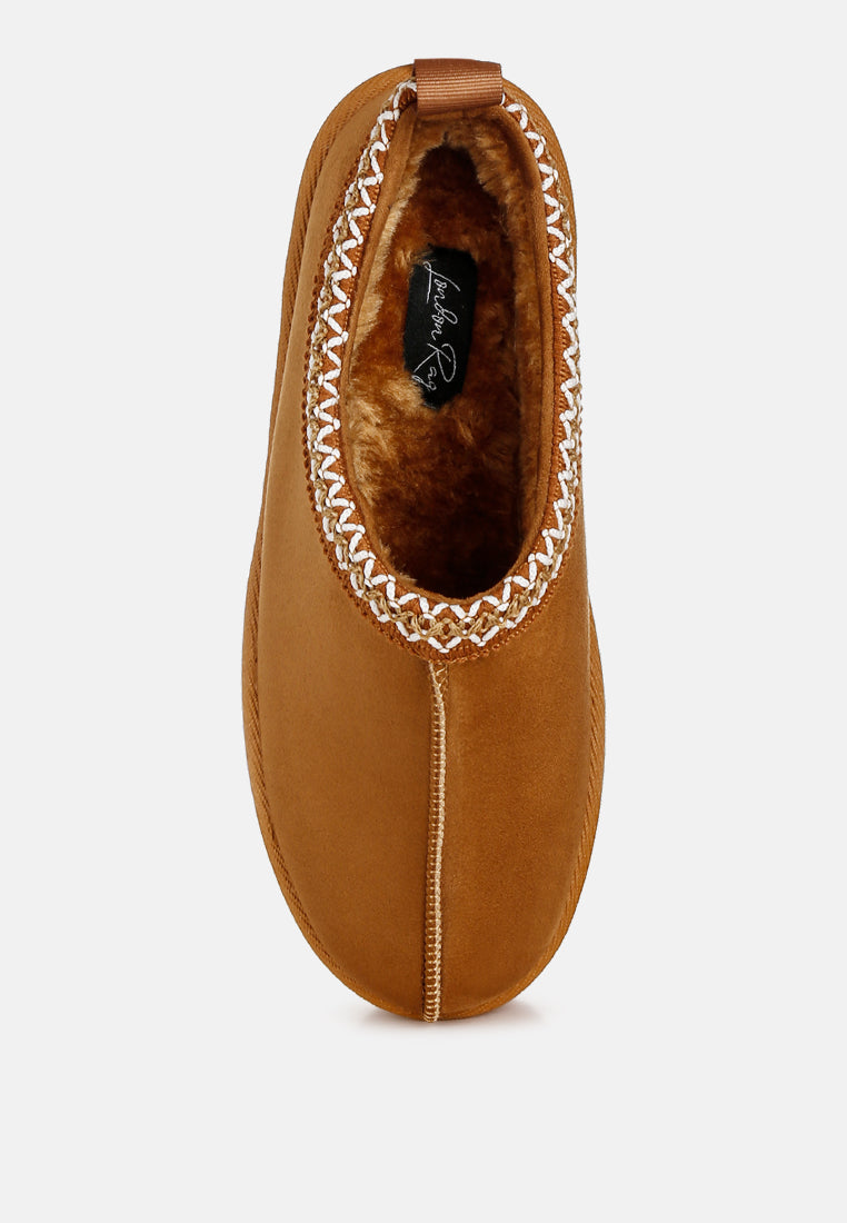 embroidered platform faux fur classic slip-on
 by rag#color_tan