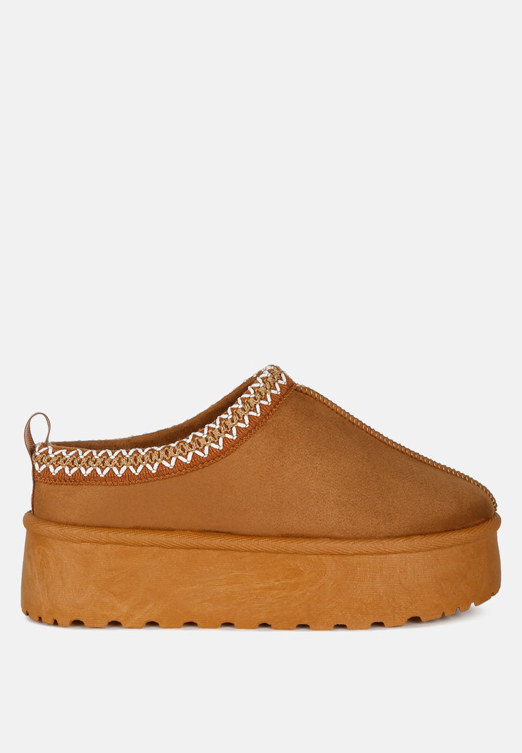 embroidered platform faux fur classic slip-on
 by rag#color_tan