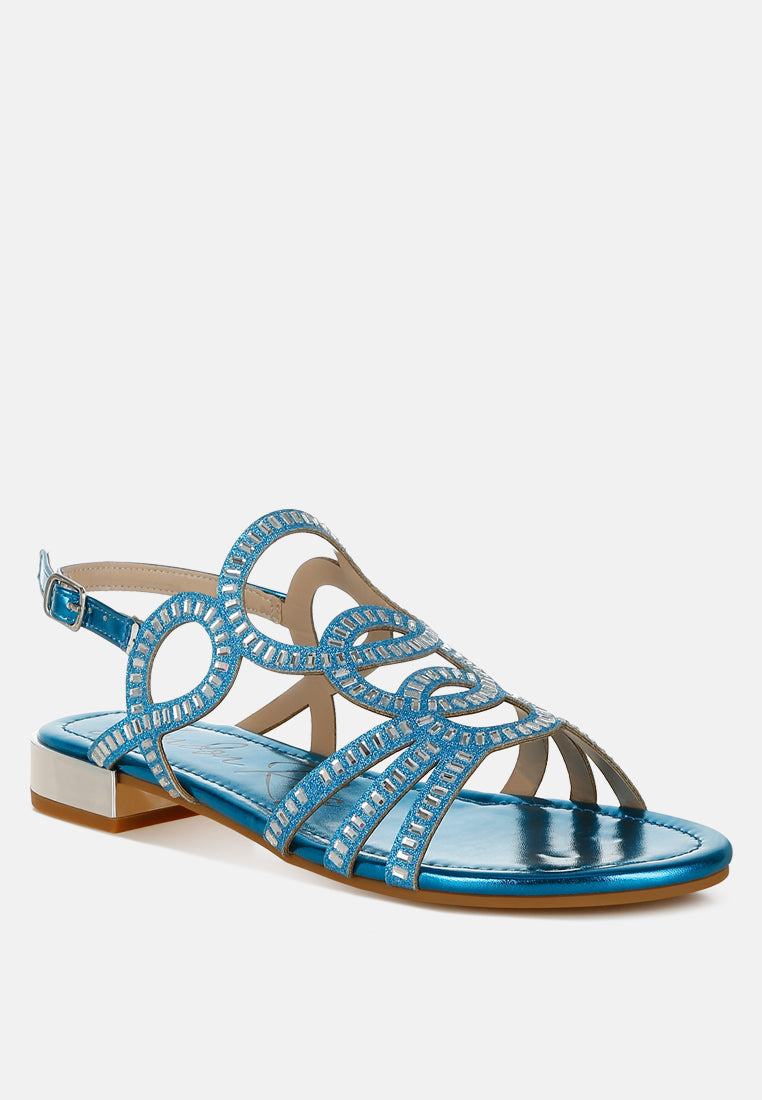 jisters cut out detail rhinestone flat sandals#color_denim-blue