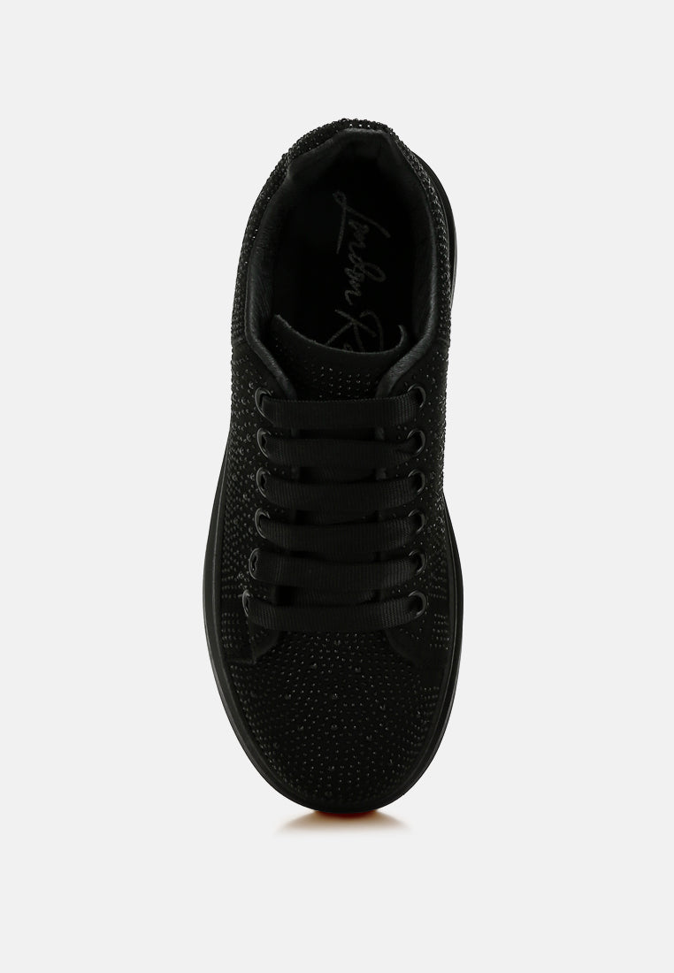 rhinestones embellished chunky sneakers by ruw#color_black