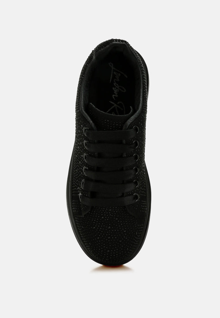 rhinestones embellished chunky sneakers by rag#color_black