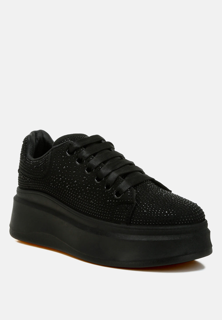 rhinestones embellished chunky sneakers by rag#color_black