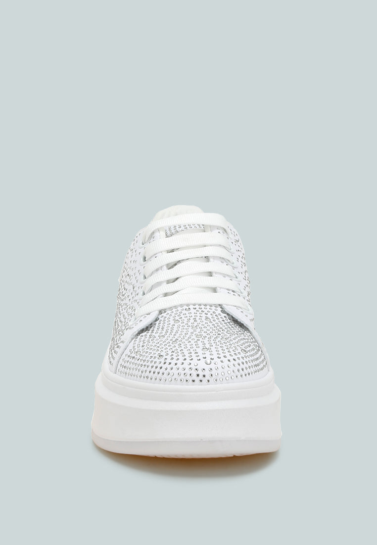 rhinestones embellished chunky sneakers by ruw#color_white