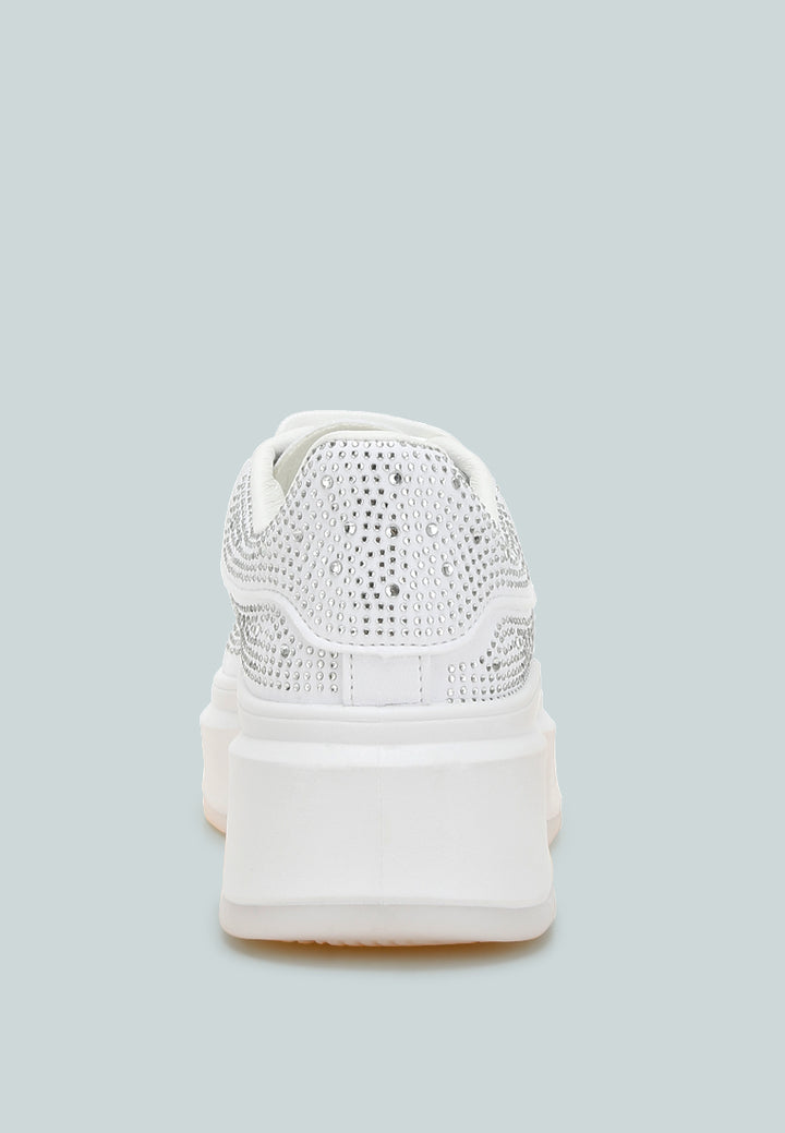 rhinestones embellished chunky sneakers by ruw#color_white