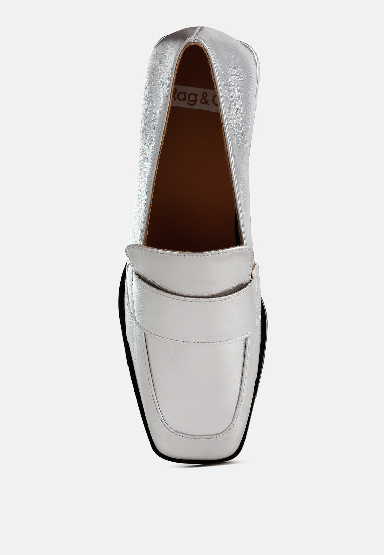 jongs metallic penny loafers#color_silver