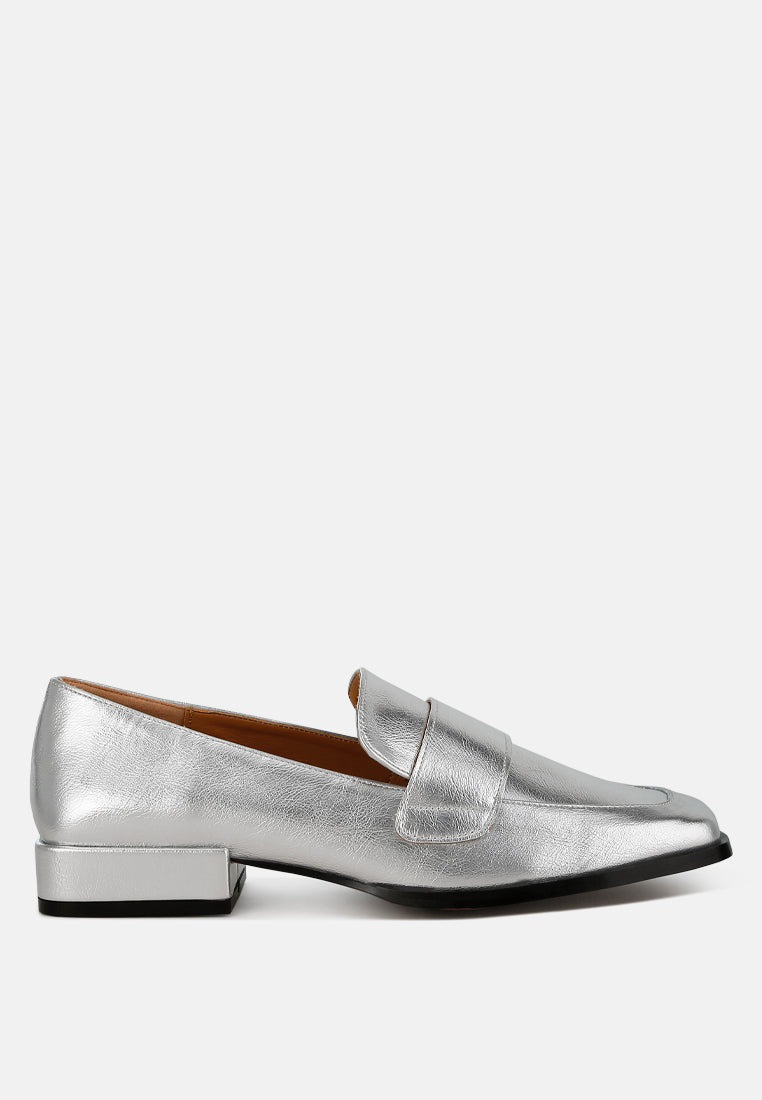 jongs metallic penny loafers#color_silver