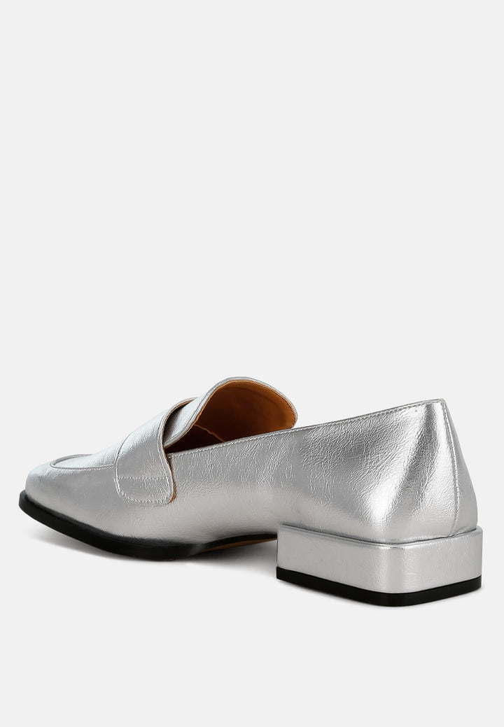 jongs metallic penny loafers#color_silver