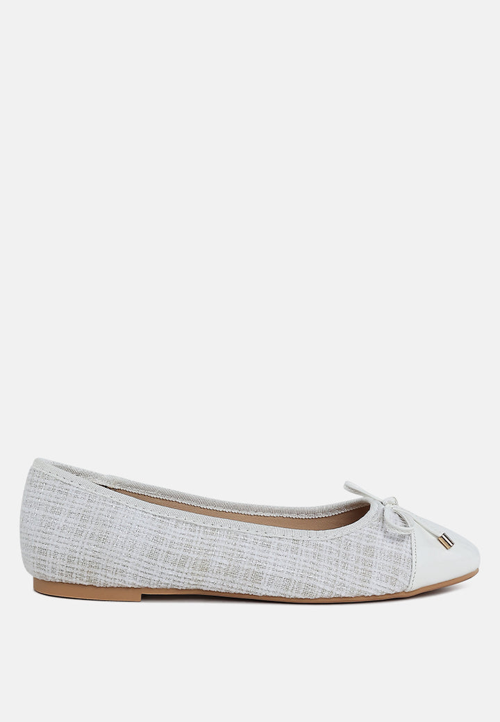 plaid tweed ballet flats by mode#color_white
