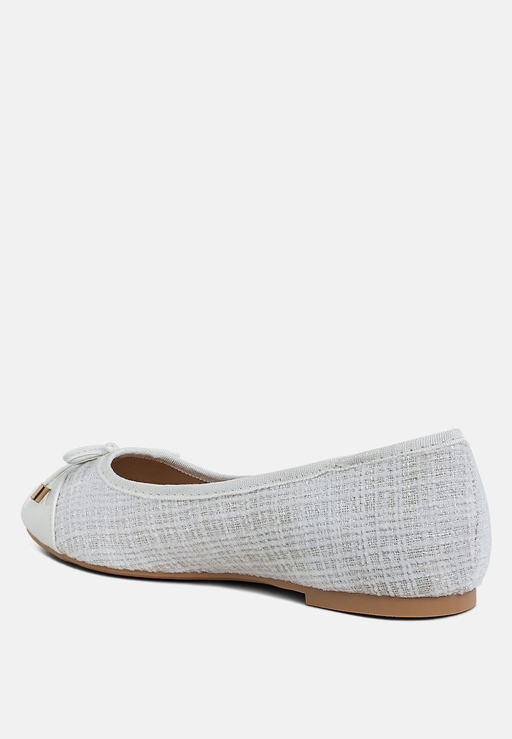 plaid tweed ballet flats by mode#color_white