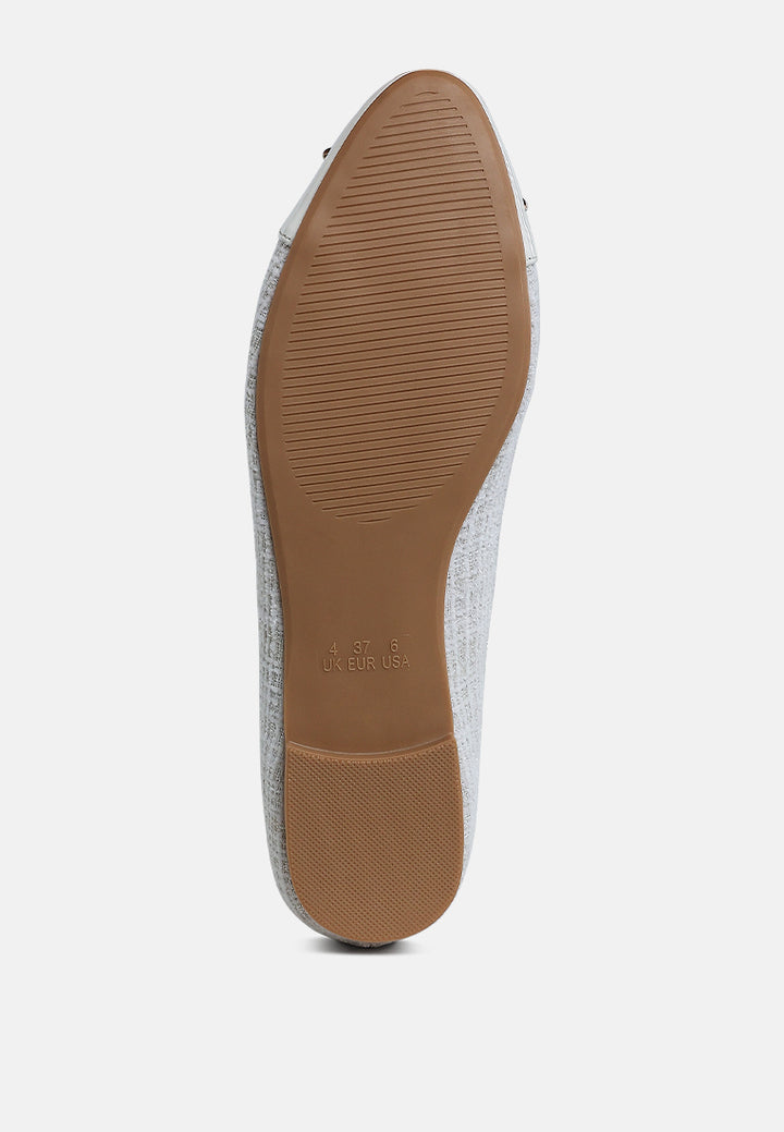 plaid tweed ballet flats by mode#color_white