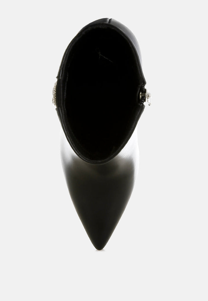 kalina rhinestones chain detail boots#color_black
