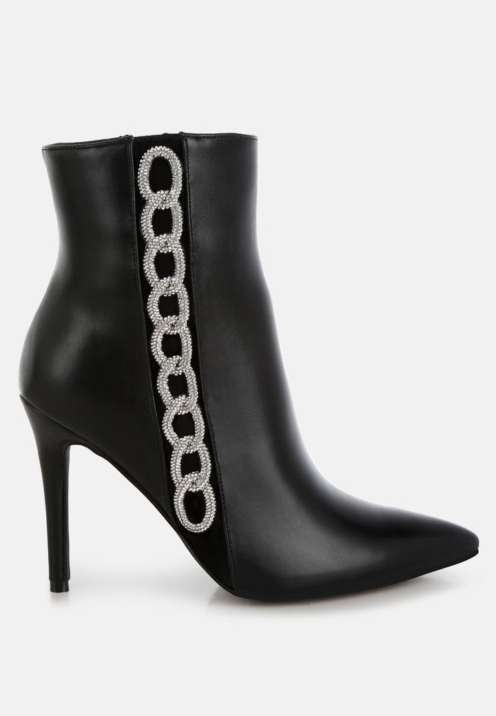 kalina rhinestones chain detail boots#color_black