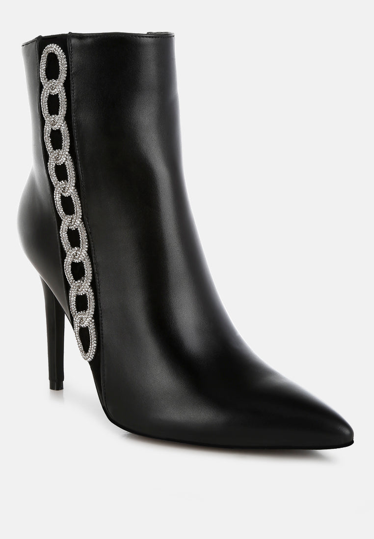 kalina rhinestones chain detail boots#color_black