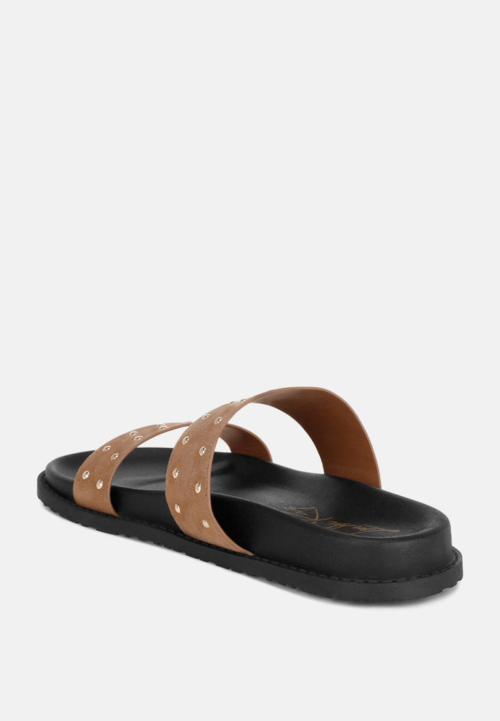 kanini stud embellished slip on flats by motes#color_taupe