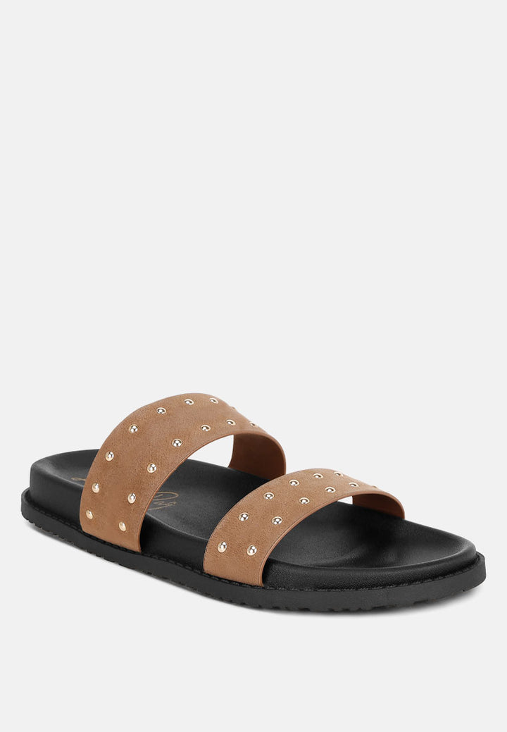 kanini stud embellished slip on flats by motes#color_taupe