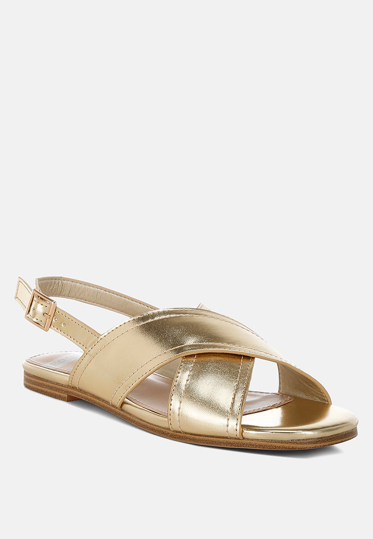 Zapatos planos cruzados de piel sintética kanon#color_gold