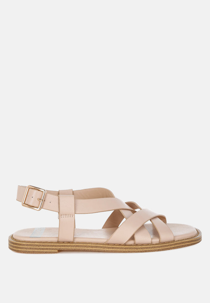 sandalias gladiadoras planas de cuero real kapaka#color_beige