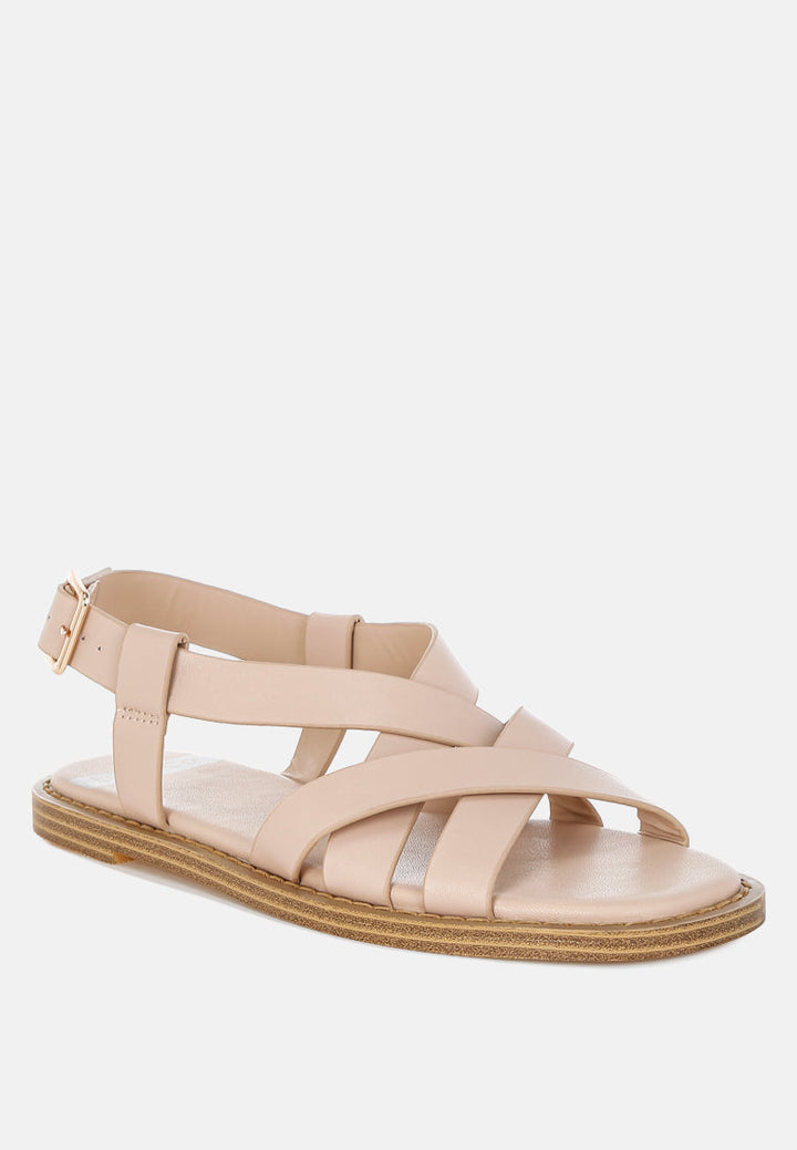 sandalias gladiadoras planas de cuero real kapaka#color_beige