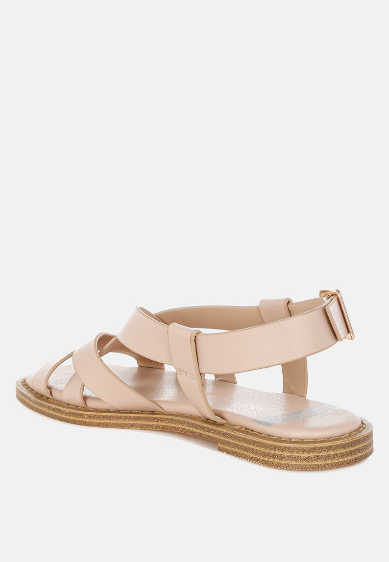 sandalias gladiadoras planas de cuero real kapaka#color_beige