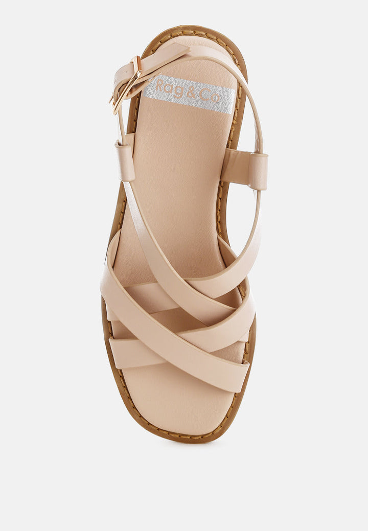 sandalias gladiadoras planas de cuero real kapaka#color_beige