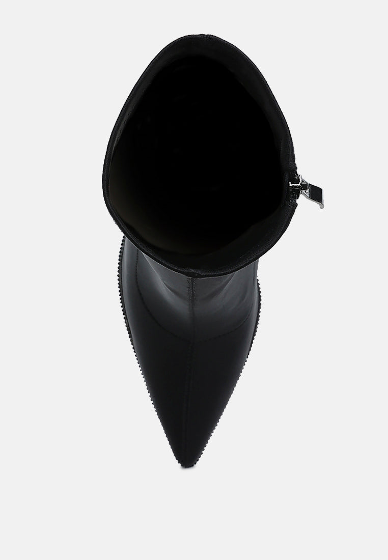 lycra rhinestone detail ankle boots by ruw#color_black