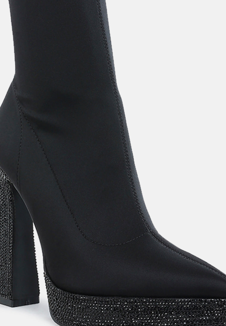 lycra rhinestone detail ankle boots by mode#color_black