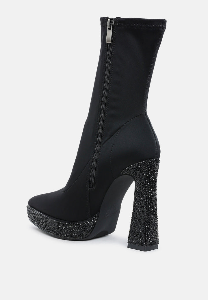 lycra rhinestone detail ankle boots by mode#color_black