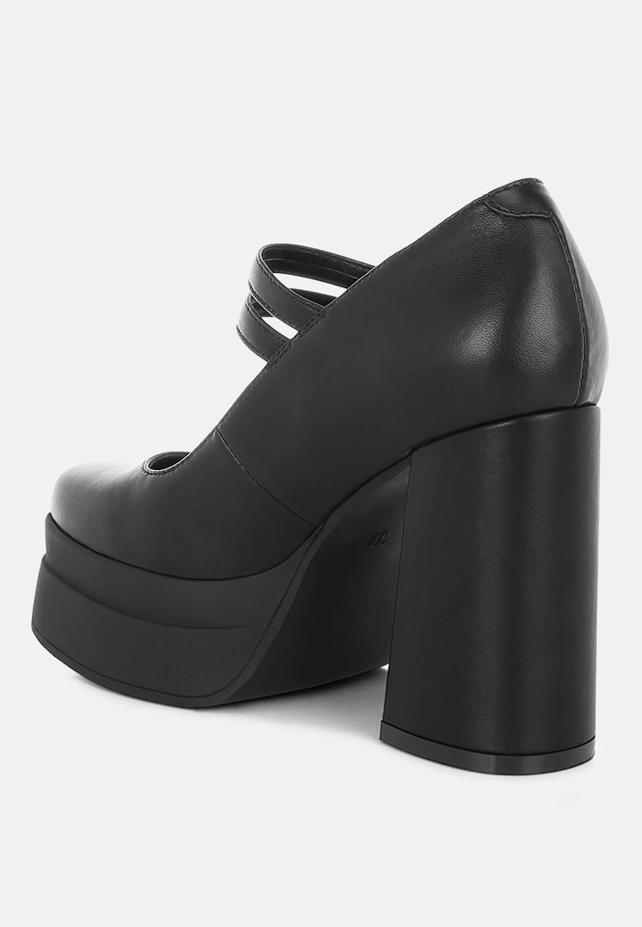 kenny chunky dual buckle strap heels#color_black