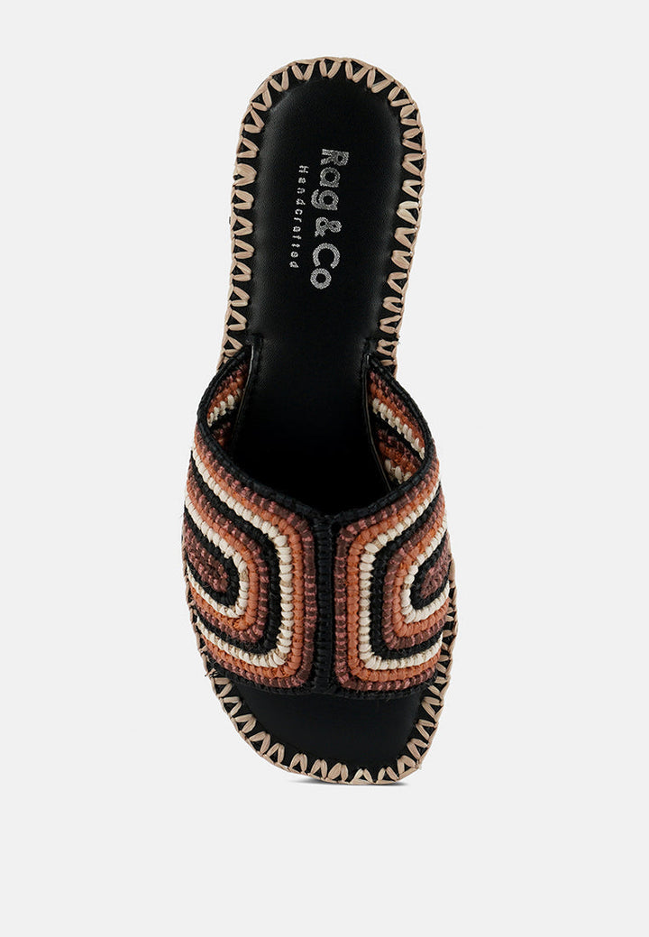 Zapatos planos sin cordones de rafia con estampado kente#color_black