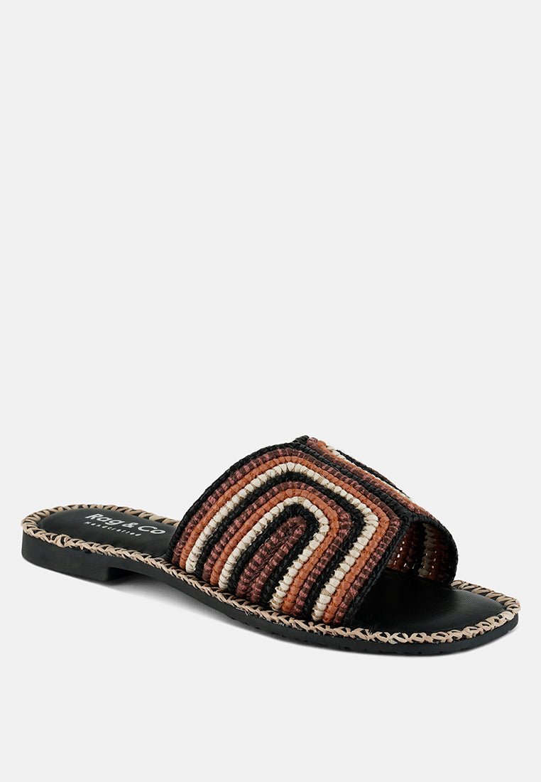 Zapatos planos sin cordones de rafia con estampado kente#color_black