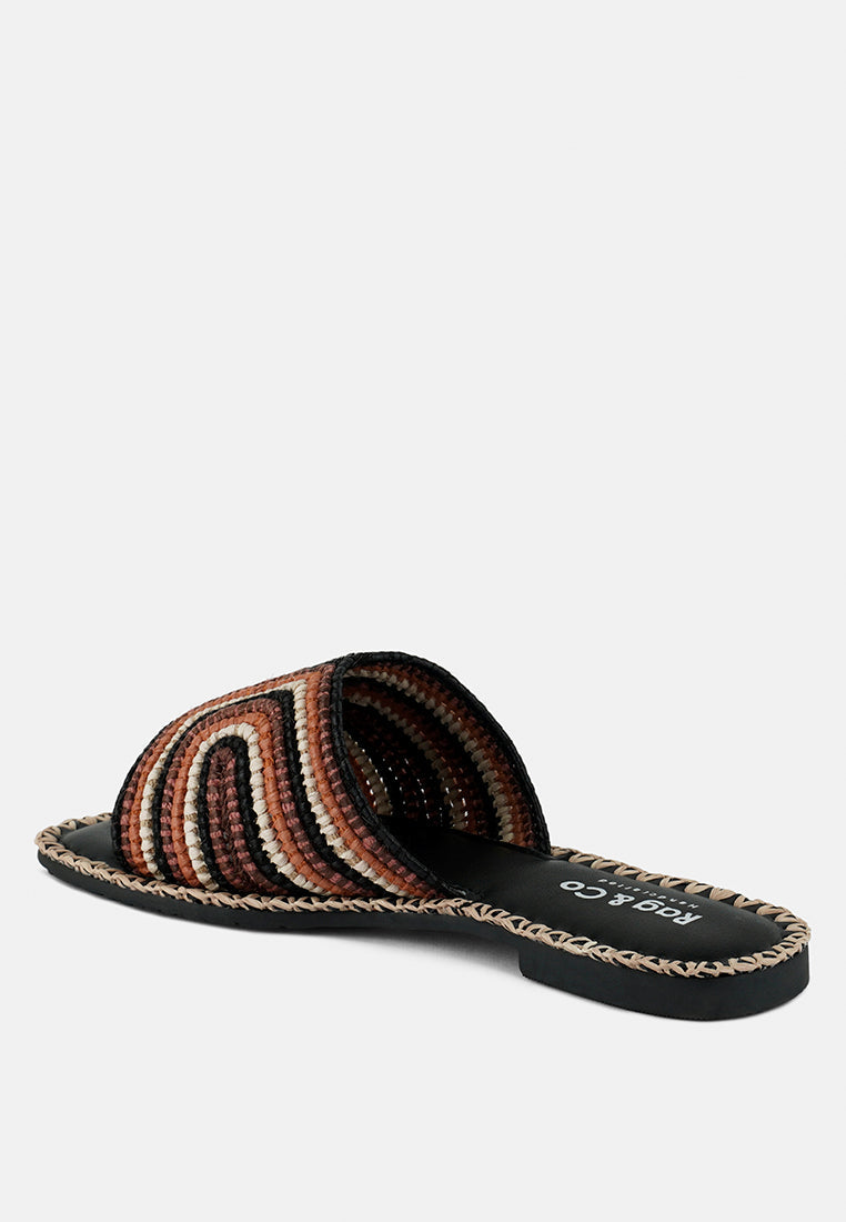 Zapatos planos sin cordones de rafia con estampado kente#color_black