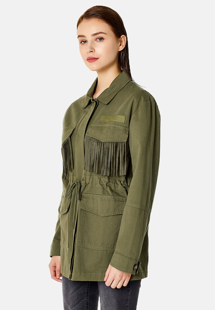 cotton women's jacket with frills#color_khaki