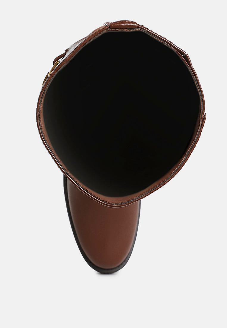 metal chain link detail calf boots by rag#color_tan