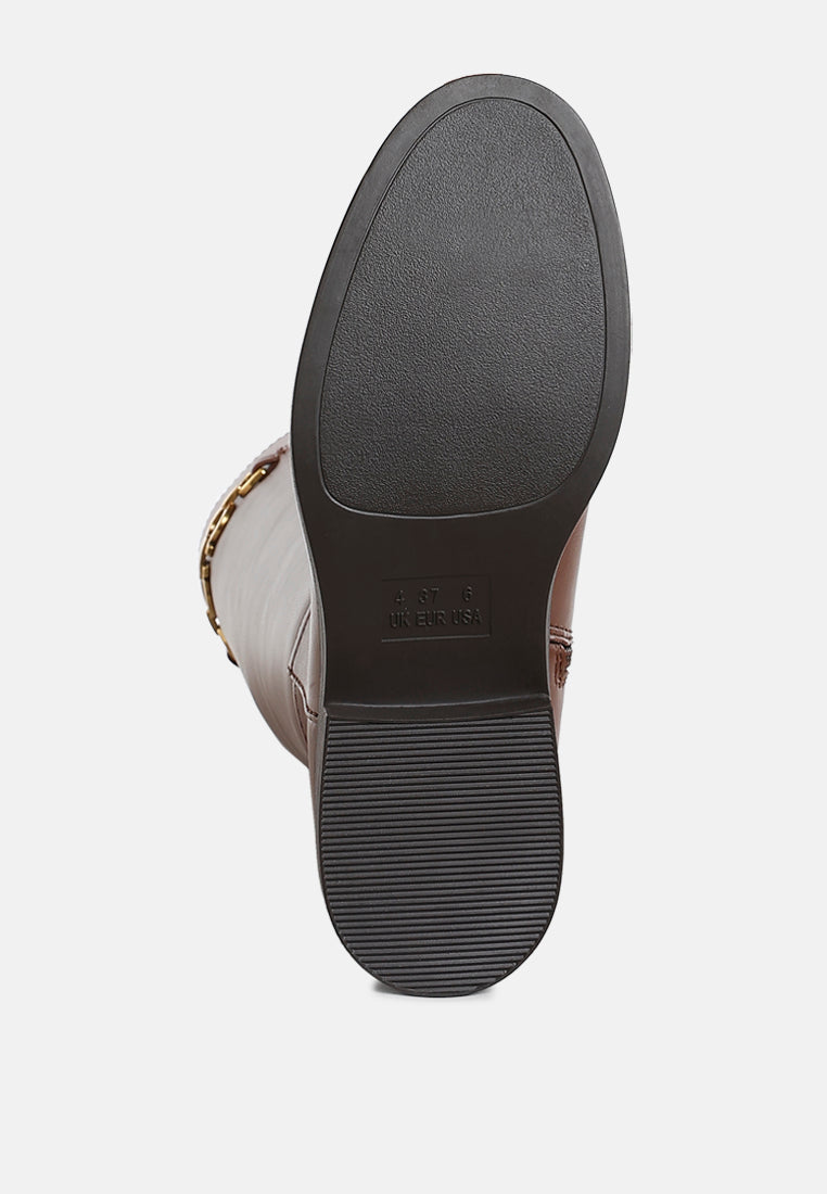 metal chain link detail calf boots by rag#color_tan