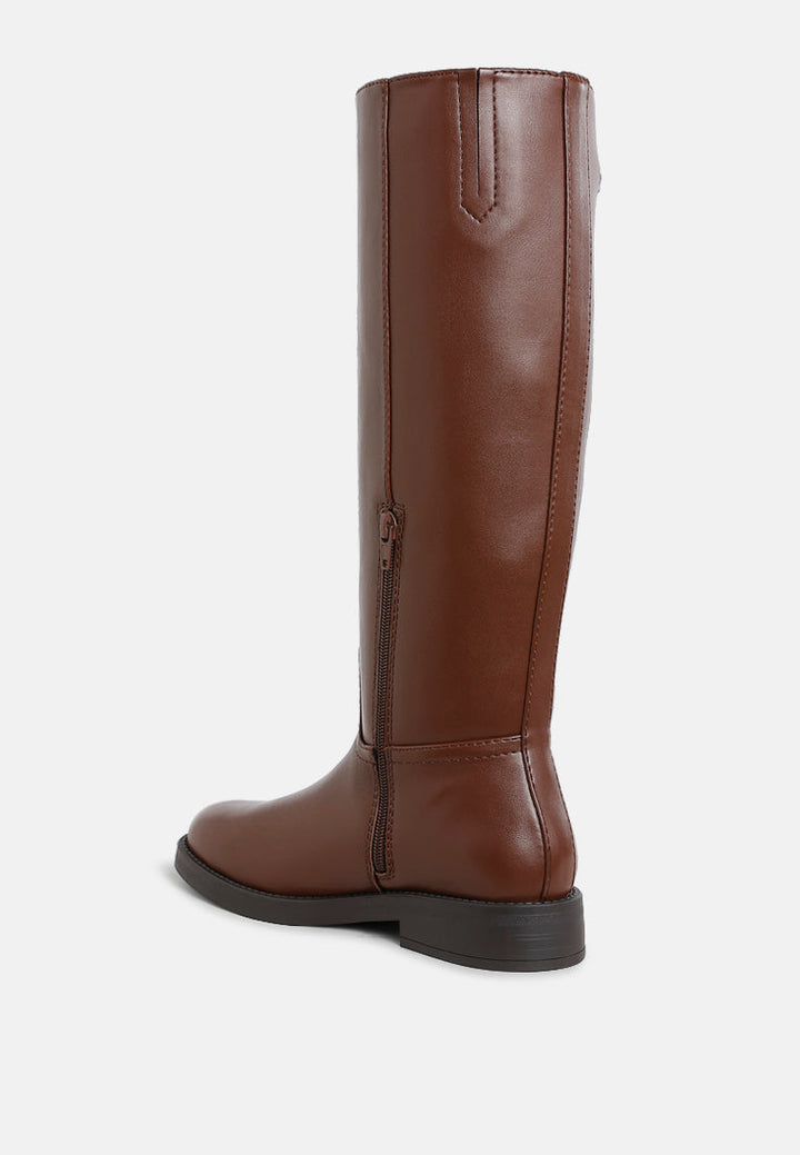 metal chain link detail calf boots by rag#color_tan